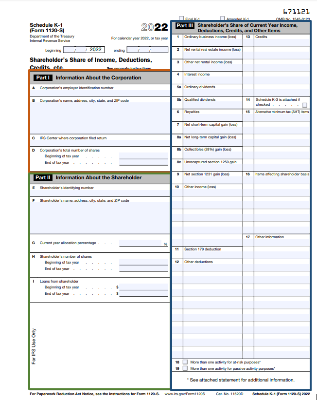 Schedule K-1 (Form 1120-S) - Shareholder's Share of Income (Overview) – Support