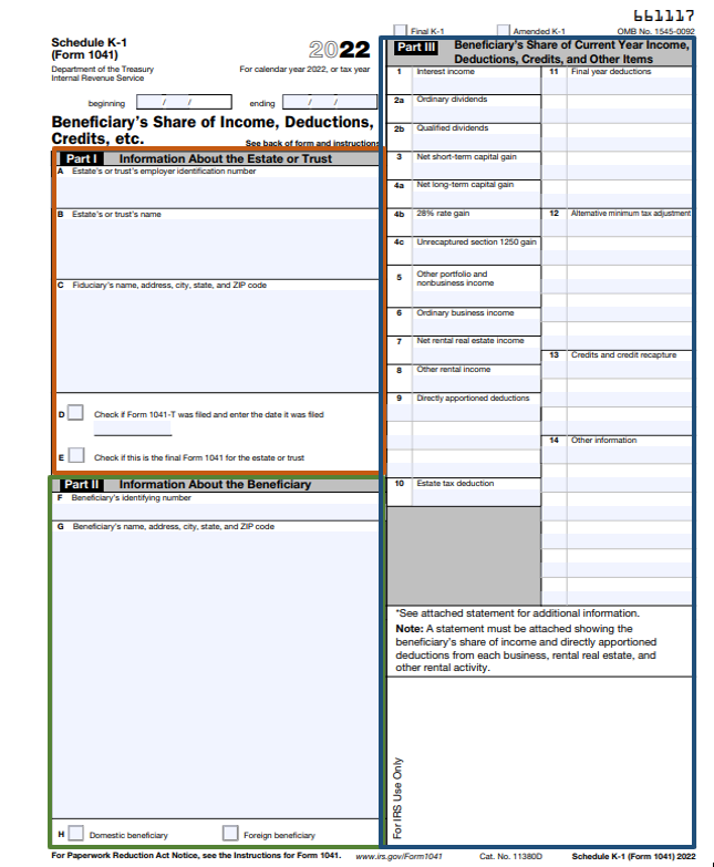 Schedule K1 (Form 1041) Beneficiary's Share of (Overview